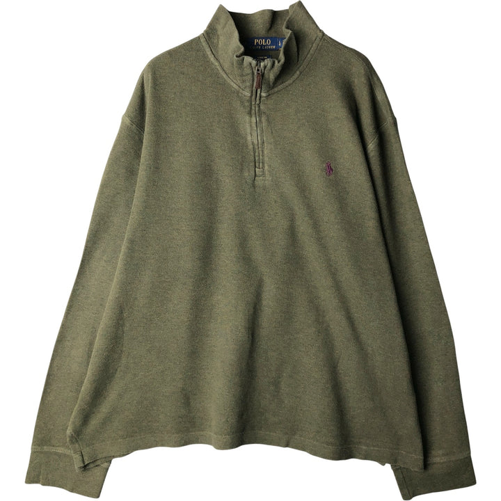 Ralph Lauren POLO RALPH LAUREN ESTATE RIB half-zip sweatshirt, sweatshirt, men's size L cotton Khaki type Vintage Second Hand