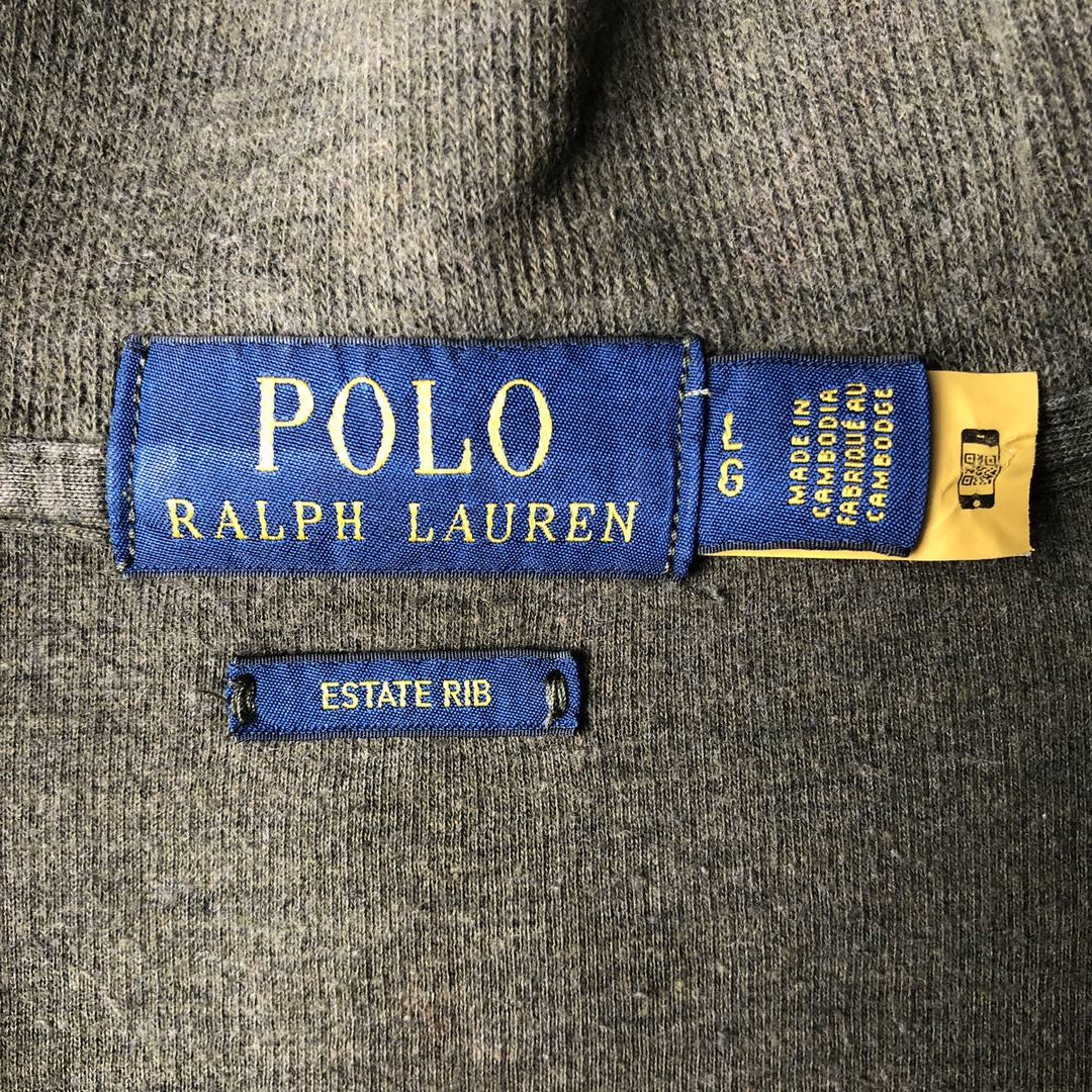 Ralph Lauren POLO RALPH LAUREN ESTATE RIB half-zip sweatshirt, sweatshirt, men's size L cotton Khaki type Vintage Second Hand