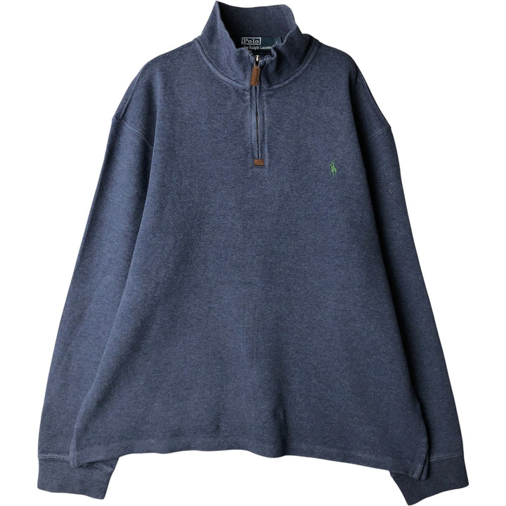 Ralph Lauren POLO by Ralph Lauren Half-Zip Sweatshirt, Men's Size L cotton Navy blue Vintage Second Hand