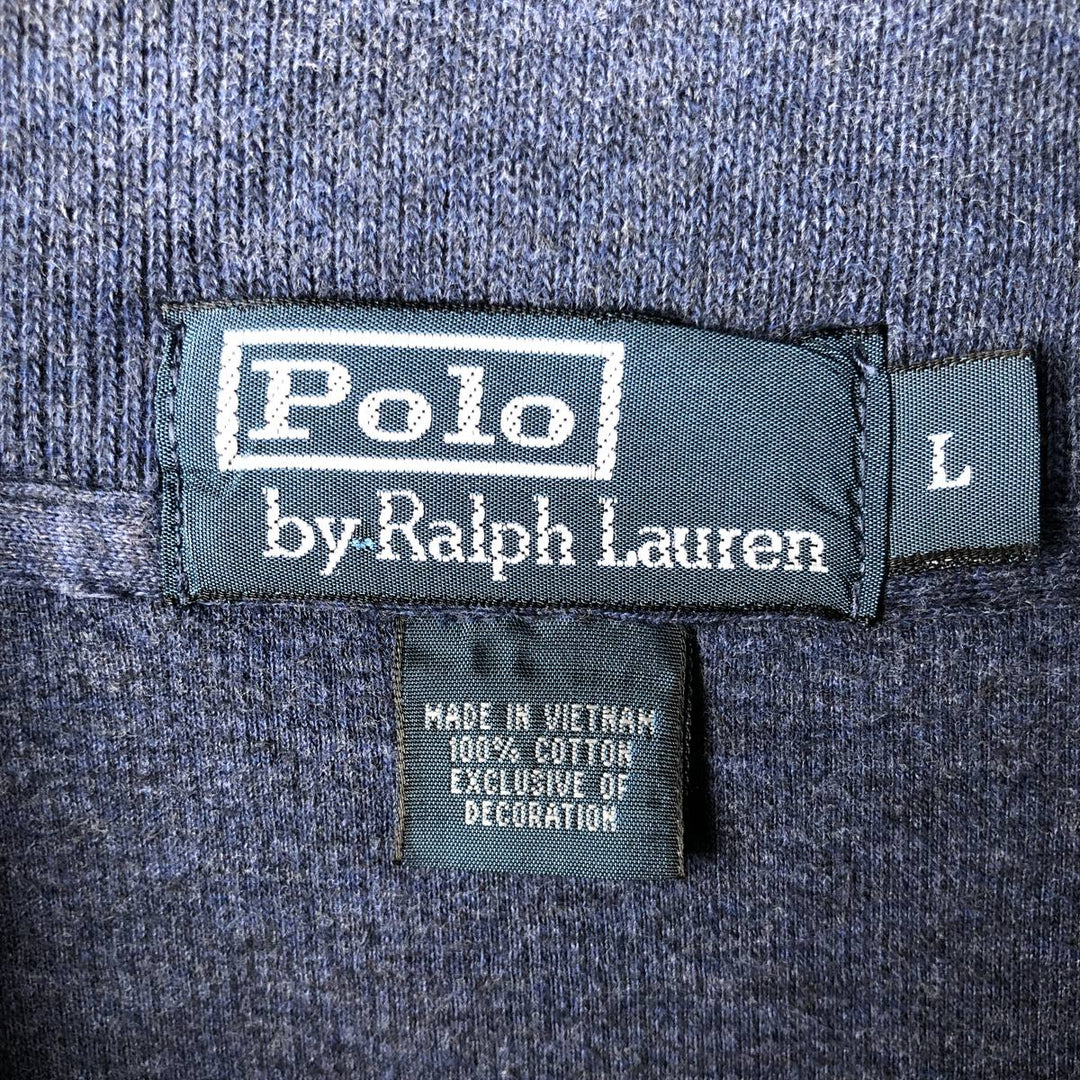 Ralph Lauren POLO by Ralph Lauren Half-Zip Sweatshirt, Men's Size L cotton Navy blue Vintage Second Hand