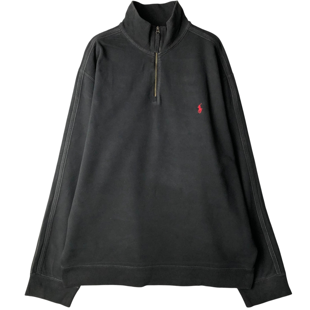 Ralph Lauren POLO by Ralph Lauren Half-Zip Sweatshirt, Men's XL cotton black type Vintage Second Hand
