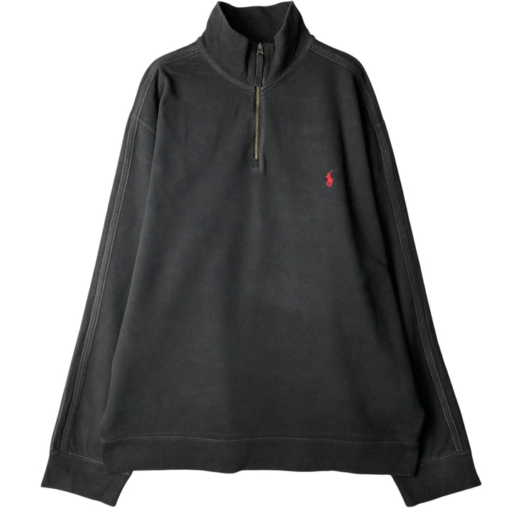 Ralph Lauren POLO by Ralph Lauren Half-Zip Sweatshirt, Men's XL cotton black type Vintage Second Hand