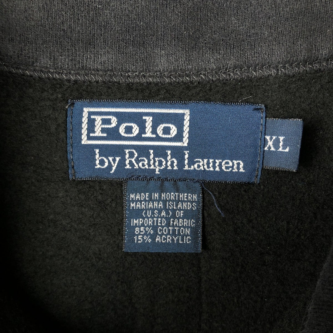 Ralph Lauren POLO by Ralph Lauren Half-Zip Sweatshirt, Men's XL cotton black type Vintage Second Hand