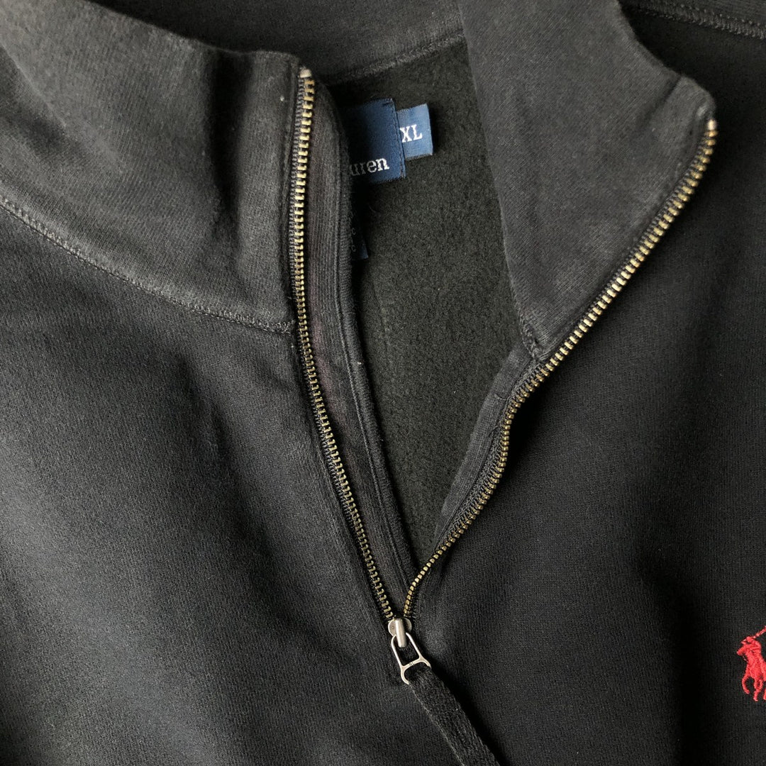 Ralph Lauren POLO by Ralph Lauren Half-Zip Sweatshirt, Men's XL cotton black type Vintage Second Hand