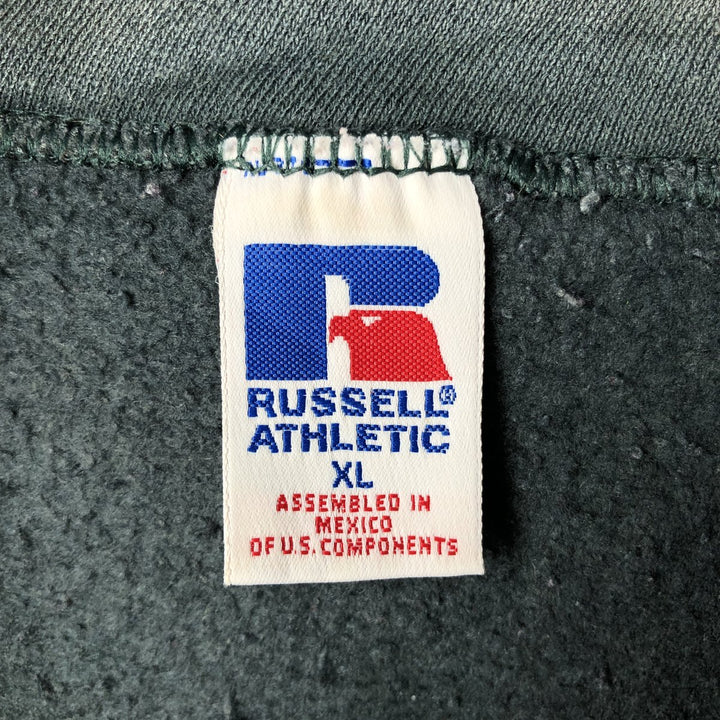 90'S Russell Half-Zip Sweatshirt, Men's, Size XL, Vintage cotton dark green Vintage Second Hand