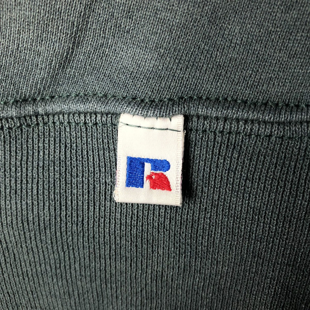 90'S Russell Half-Zip Sweatshirt, Men's, Size XL, Vintage cotton dark green Vintage Second Hand