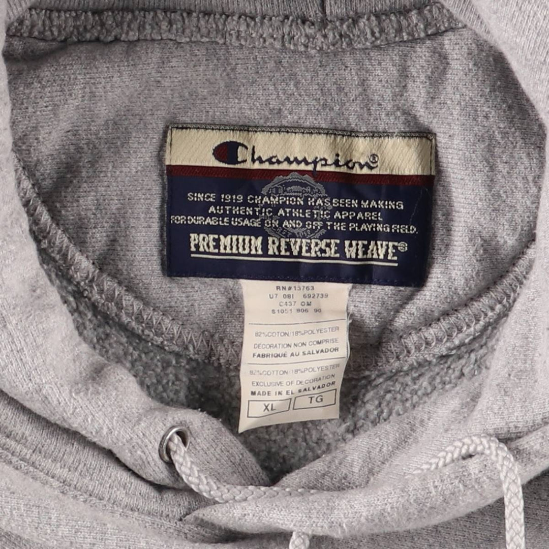 2000'S Champion Premium Reverse Weave Sweatshirt Pullover Hoodie, Men's XL cotton gray type Vintage Second Hand