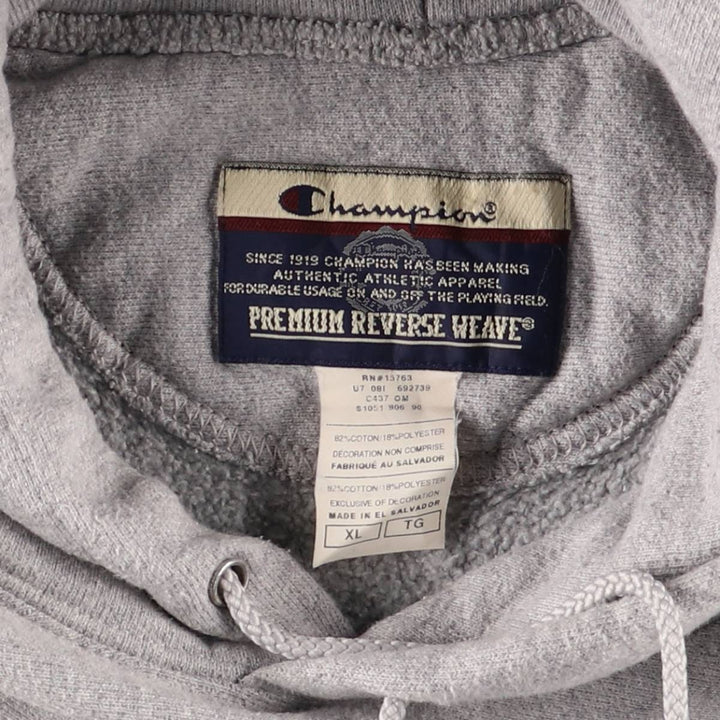 2000'S Champion Premium Reverse Weave Sweatshirt Pullover Hoodie, Men's XL cotton gray type Vintage Second Hand