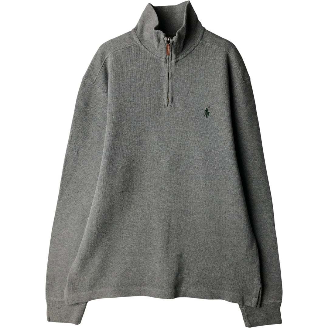 Ralph Lauren POLO by Ralph Lauren Half-Zip Sweatshirt, Men's M cotton gray type Vintage Second Hand