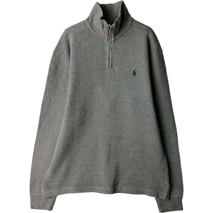 Ralph Lauren POLO by Ralph Lauren Half-Zip Sweatshirt, Men's M cotton gray type Vintage Second Hand