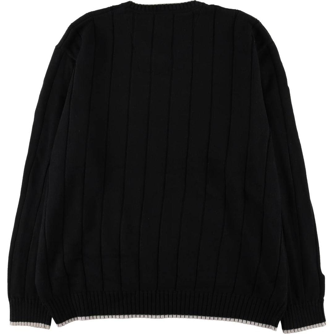 2000'S Nautica Striped V-Neck Cotton Knit Sweater, Men's XL cotton black type Vintage Second Hand