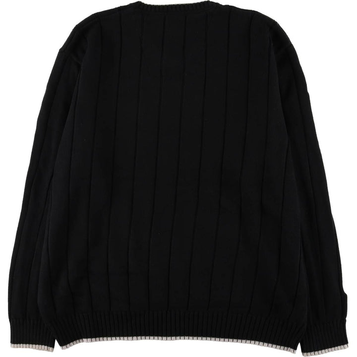 2000'S Nautica Striped V-Neck Cotton Knit Sweater, Men's XL cotton black type Vintage Second Hand