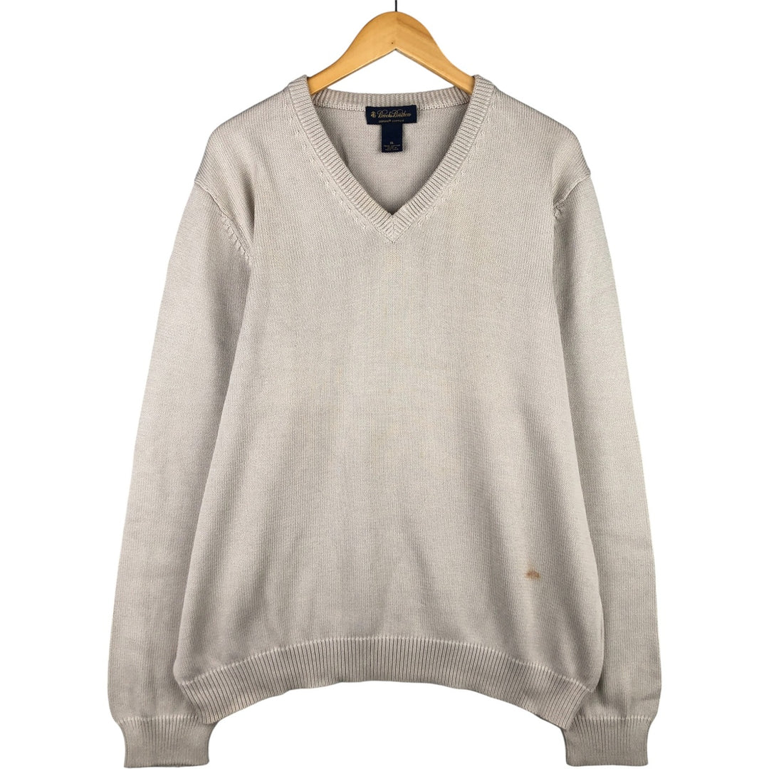 Brooks Brothers V-neck cotton knit sweater, men's size XL cotton Beige type Vintage Second Hand