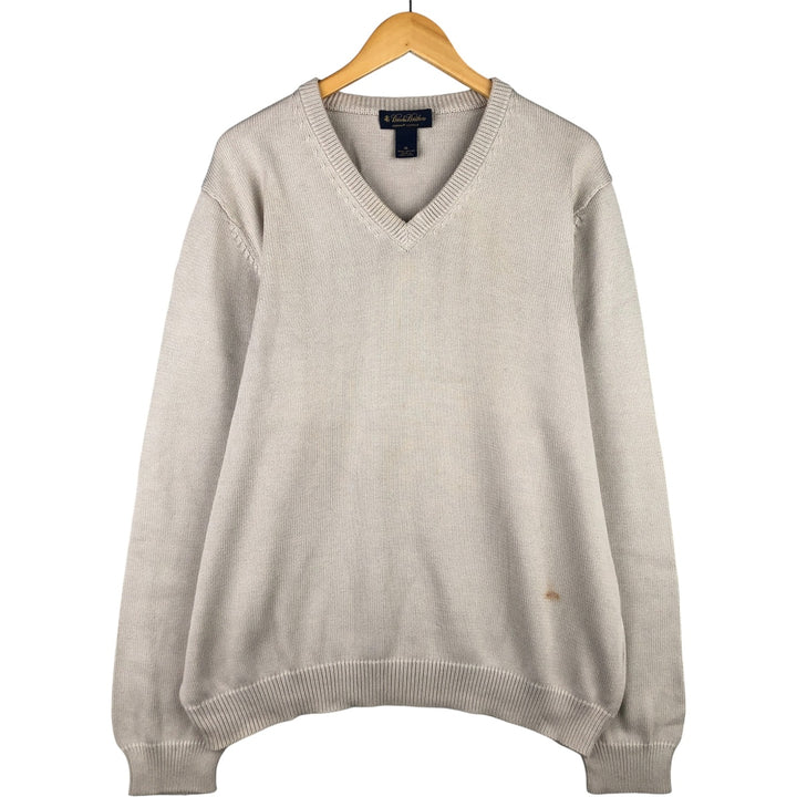 Brooks Brothers V-neck cotton knit sweater, men's size XL cotton Beige type Vintage Second Hand