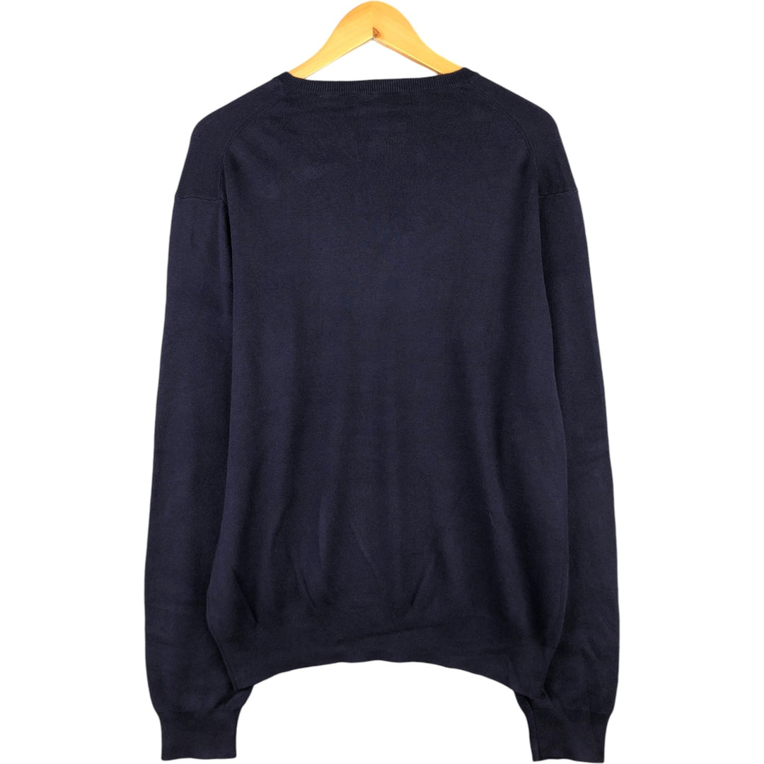 Ralph Lauren POLO RALPH LAUREN V-neck Pima cotton knit sweater, men's size XL Pima Cotton navy blue type Vintage Second Hand