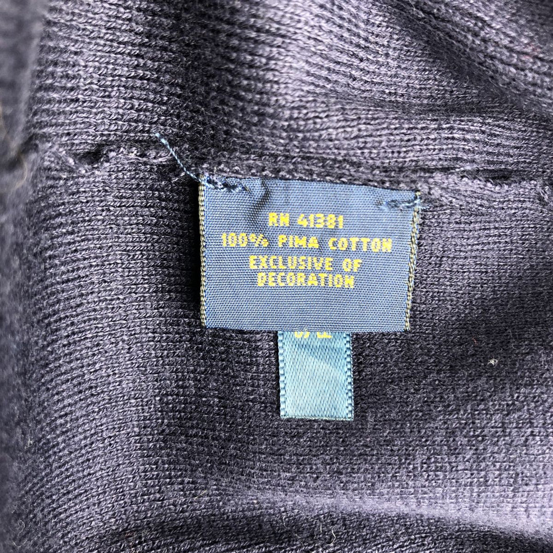 Ralph Lauren POLO RALPH LAUREN V-neck Pima cotton knit sweater, men's size XL Pima Cotton navy blue type Vintage Second Hand