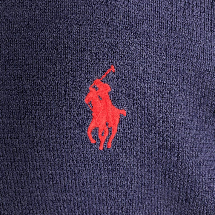 Ralph Lauren POLO RALPH LAUREN V-neck Pima cotton knit sweater, men's size XL Pima Cotton navy blue type Vintage Second Hand