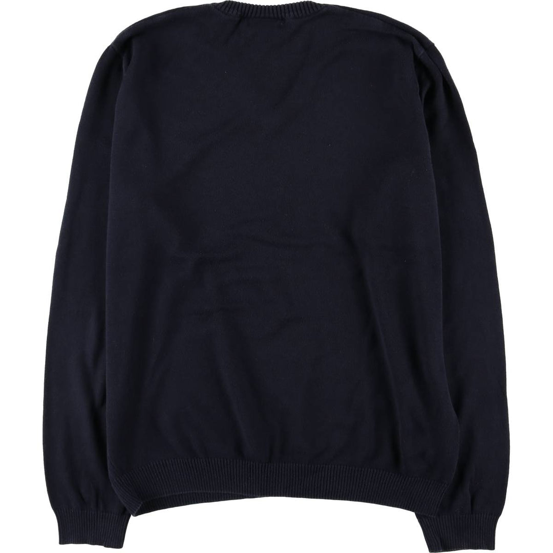 Lacoste V-neck cotton knit sweater, size 5, men's size L cotton navy blue type Vintage Second Hand