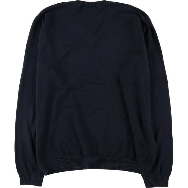 Lacoste V-neck cotton knit sweater, size 5, men's size L cotton navy blue type Vintage Second Hand