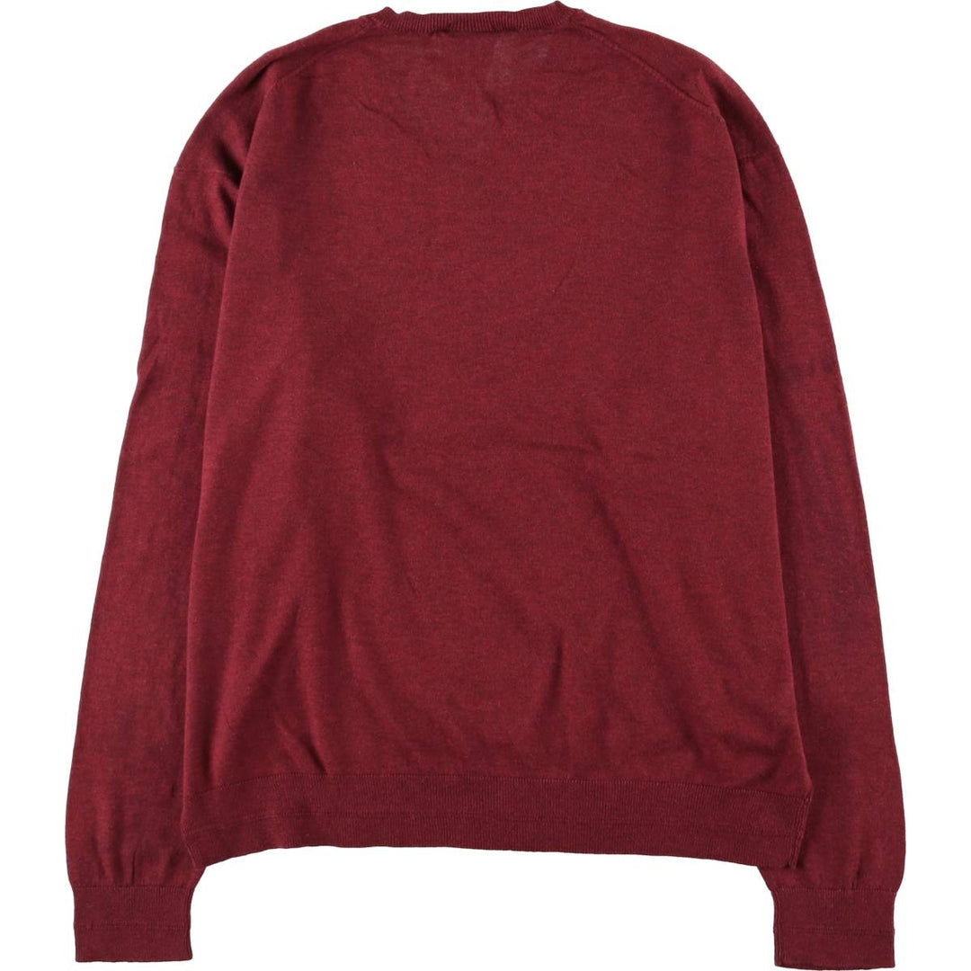 Lacoste Cashmere Blend V-Neck Cotton Knit Sweater, Size 7, Men's XXL cotton burgundy type Vintage Second Hand