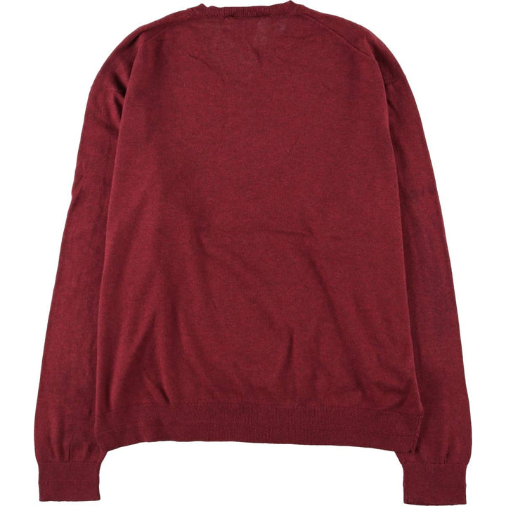 Lacoste Cashmere Blend V-Neck Cotton Knit Sweater, Size 7, Men's XXL cotton burgundy type Vintage Second Hand