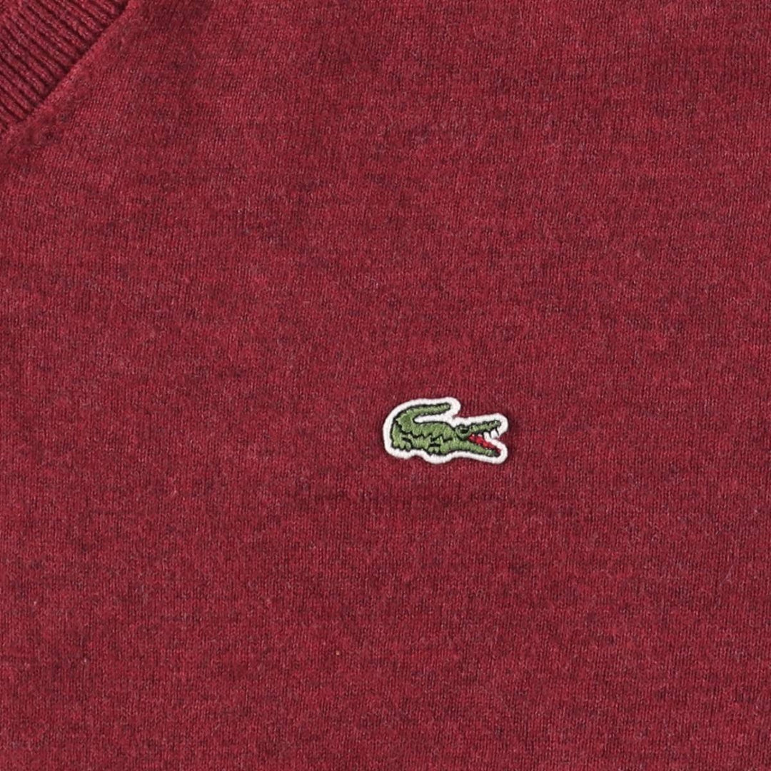 Lacoste Cashmere Blend V-Neck Cotton Knit Sweater, Size 7, Men's XXL cotton burgundy type Vintage Second Hand