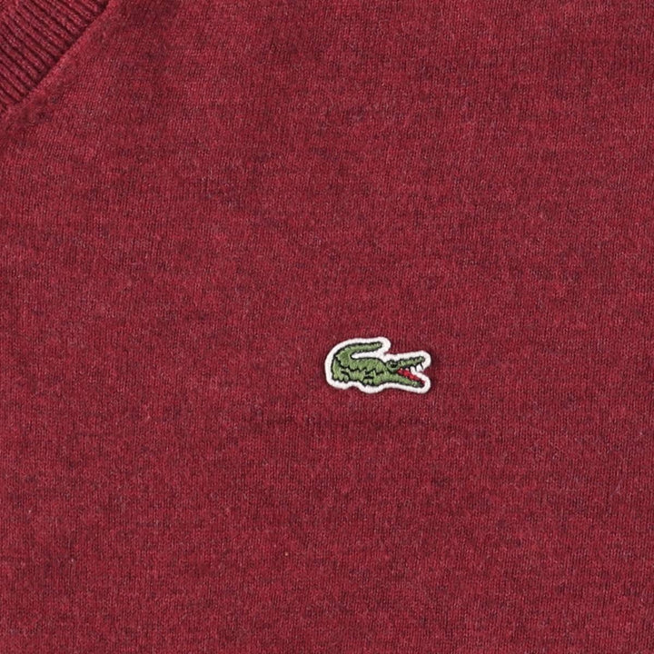 Lacoste Cashmere Blend V-Neck Cotton Knit Sweater, Size 7, Men's XXL cotton burgundy type Vintage Second Hand
