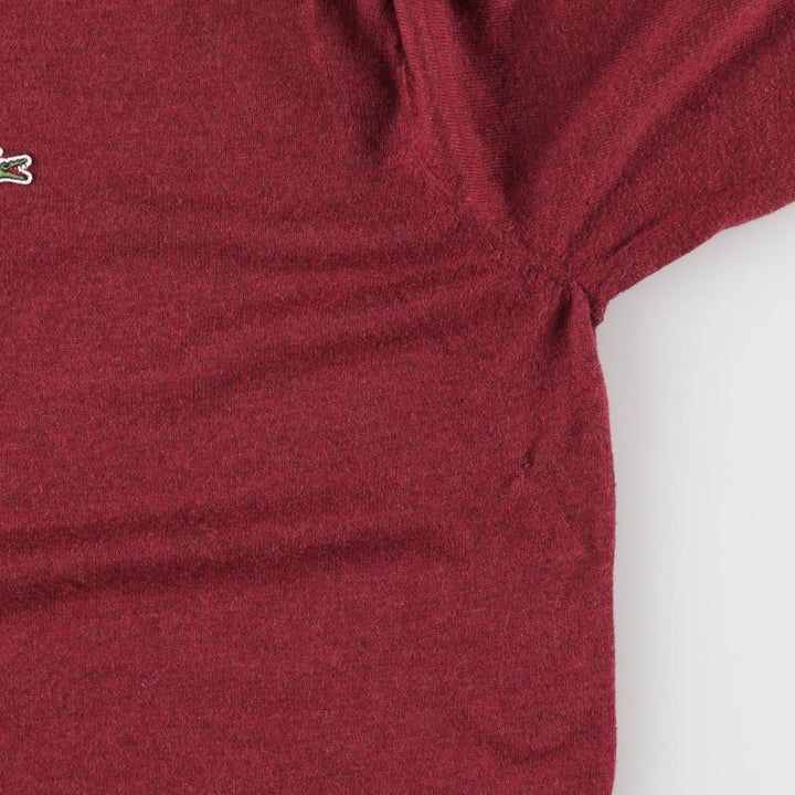 Lacoste Cashmere Blend V-Neck Cotton Knit Sweater, Size 7, Men's XXL cotton burgundy type Vintage Second Hand