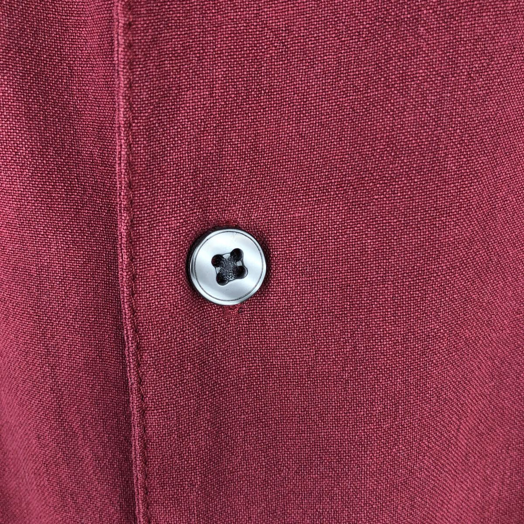 AXIST Two-Tone Short Sleeve Open Collar Silk Box Shirt, Men's Size L silk wine-red Vintage Second Hand