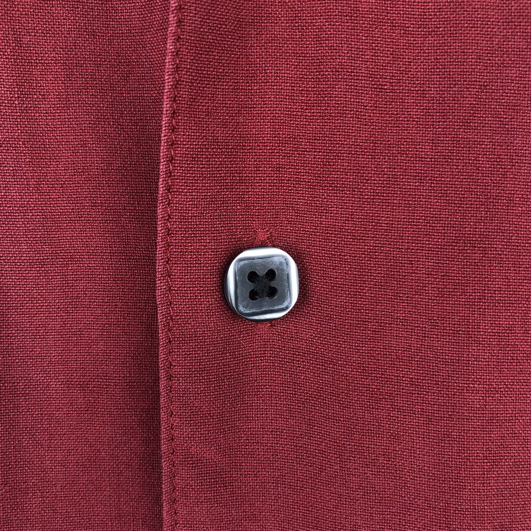 AXIST Two-Tone Short Sleeve Open Collar Silk Box Shirt, Men's Size Medium silk wine-red Vintage Second Hand