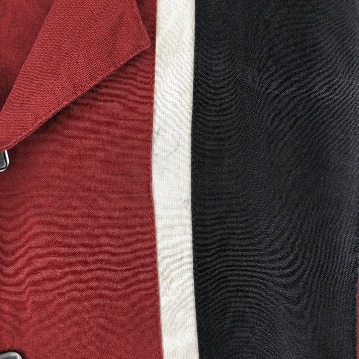 AXIST Two-Tone Short Sleeve Open Collar Silk Box Shirt, Men's Size Medium silk wine-red Vintage Second Hand