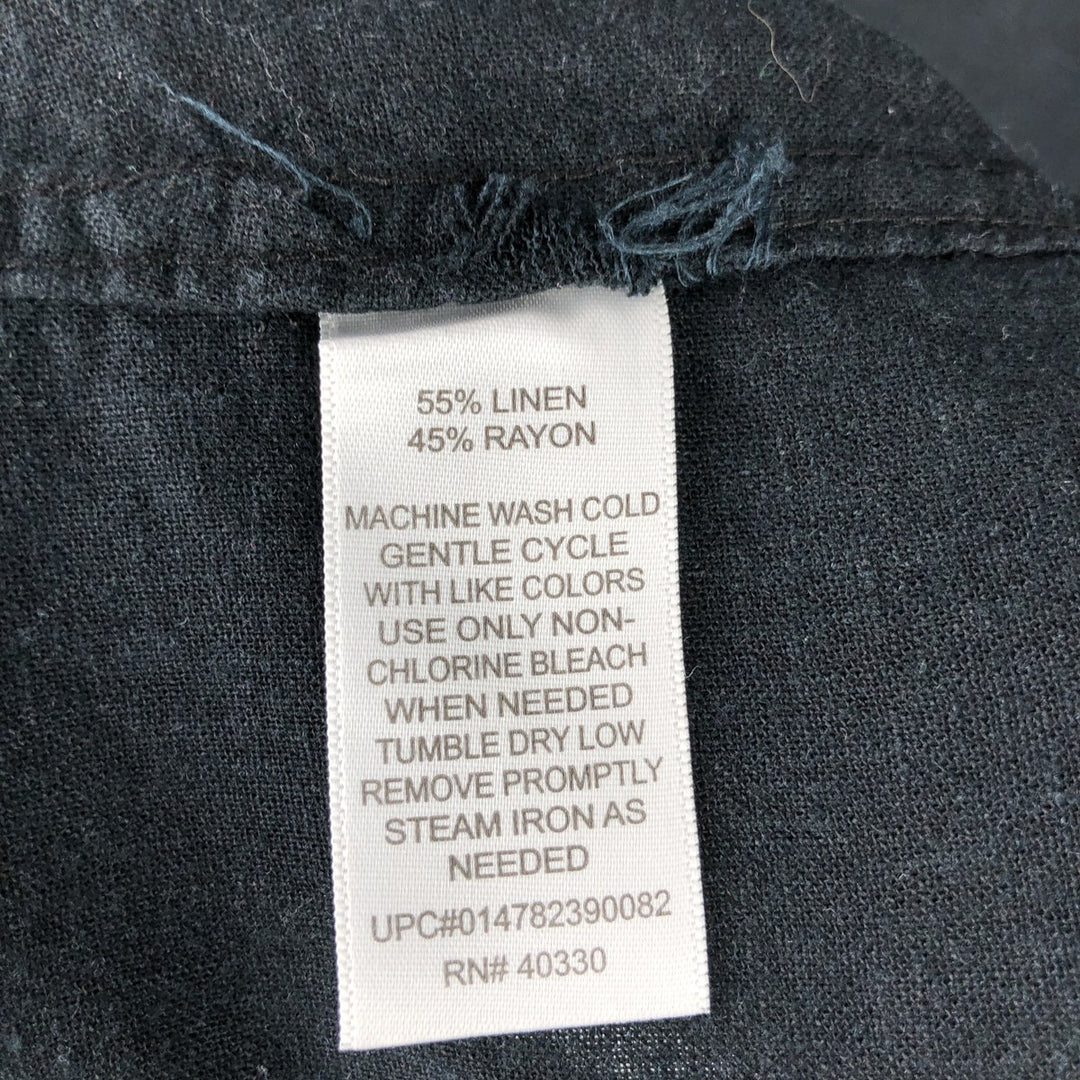 HAGGAR Two-tone short sleeve open collar rayon x linen shirt, box shirt, men's XL size linen black type Vintage Second Hand