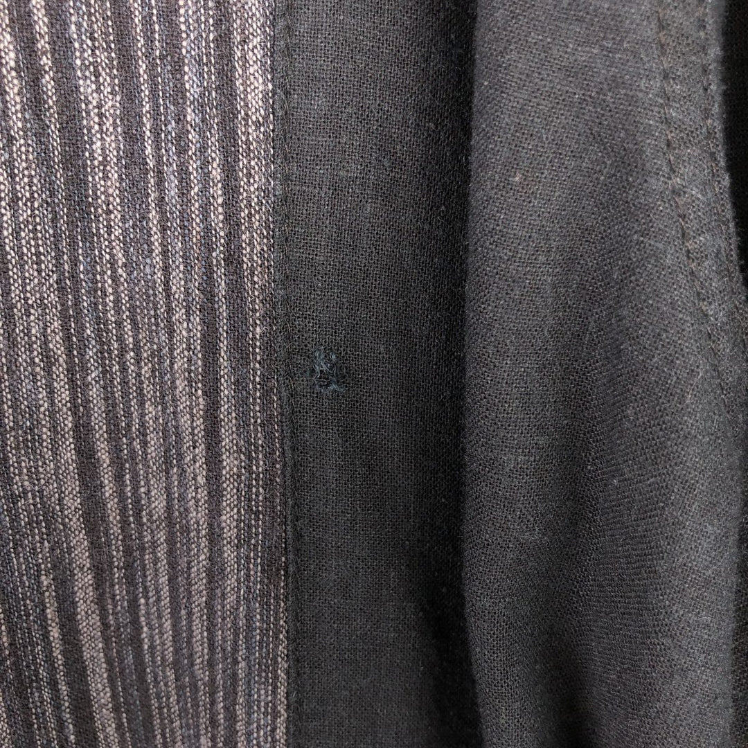 HAGGAR Two-tone short sleeve open collar rayon x linen shirt, box shirt, men's XL size linen black type Vintage Second Hand