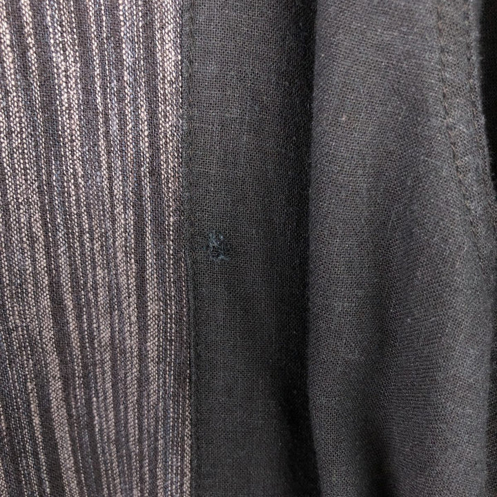 HAGGAR Two-tone short sleeve open collar rayon x linen shirt, box shirt, men's XL size linen black type Vintage Second Hand