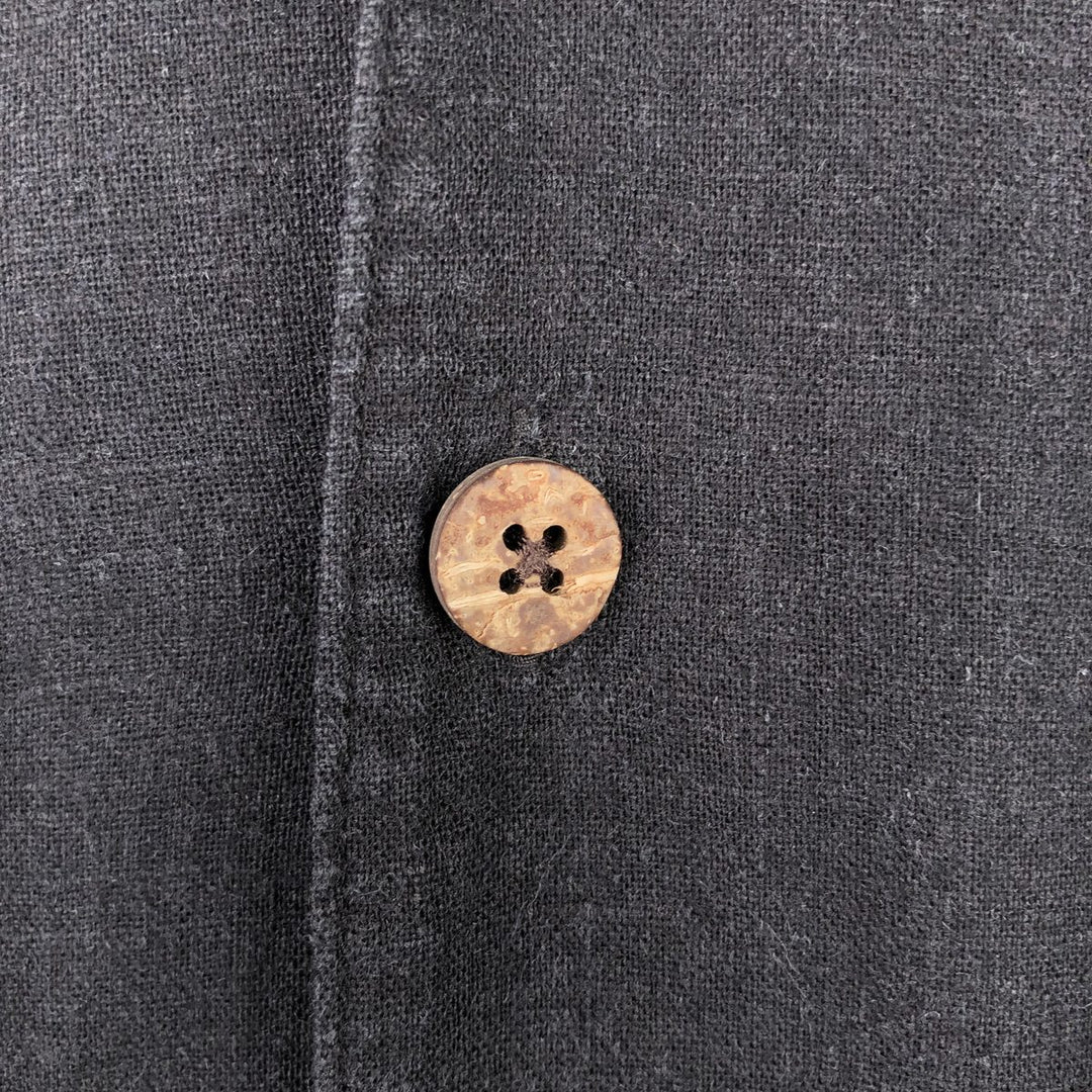 90s-00'S Haggar Washable Linen Two-Tone Short Sleeve Open Collar Rayon and Linen Box Shirt, Men's Size Medium linen black type Vintage Second Hand