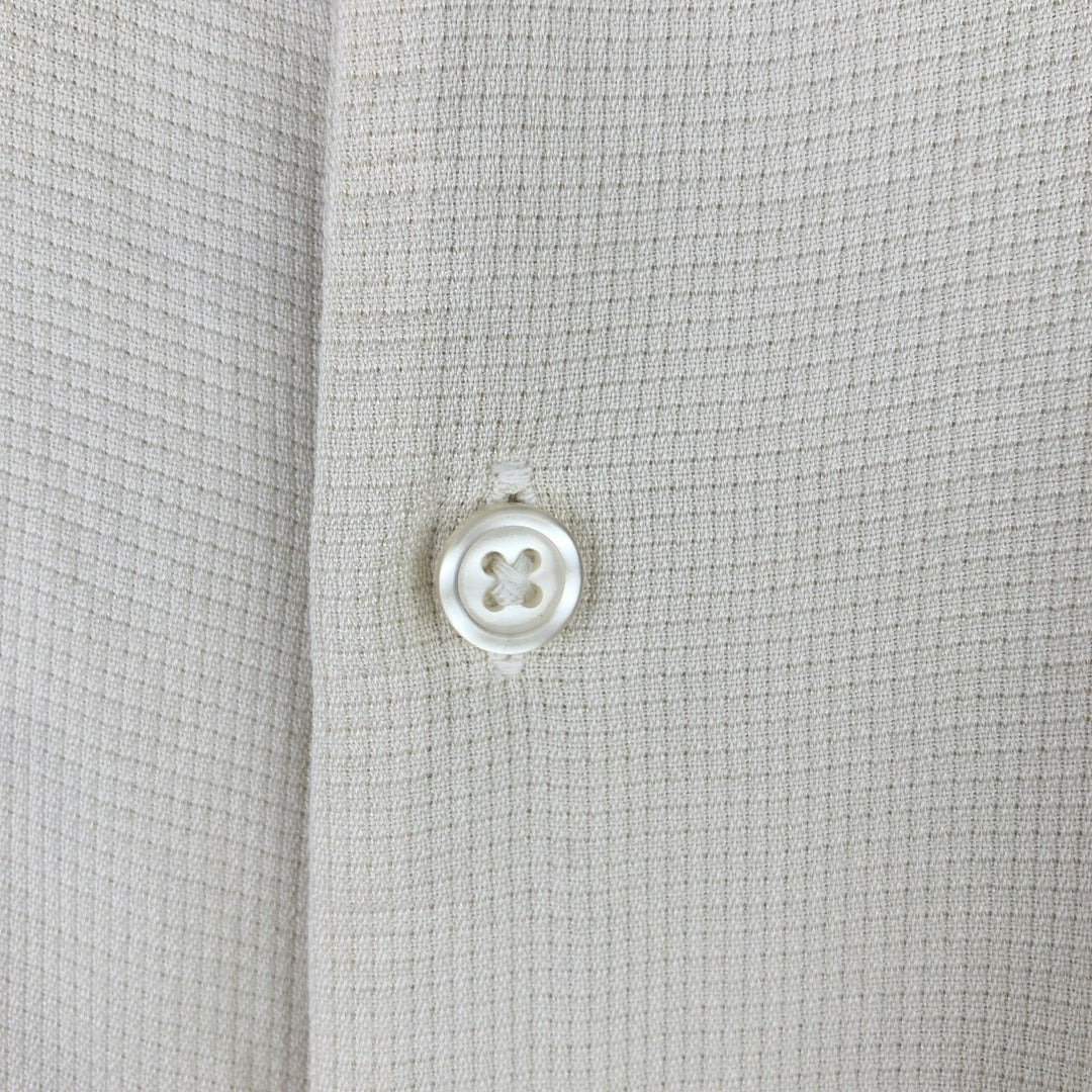 Jos. A. Bank Wide Collar Short Sleeve Silk Box Shirt, Men's Size Medium silk unbleached Vintage Second Hand