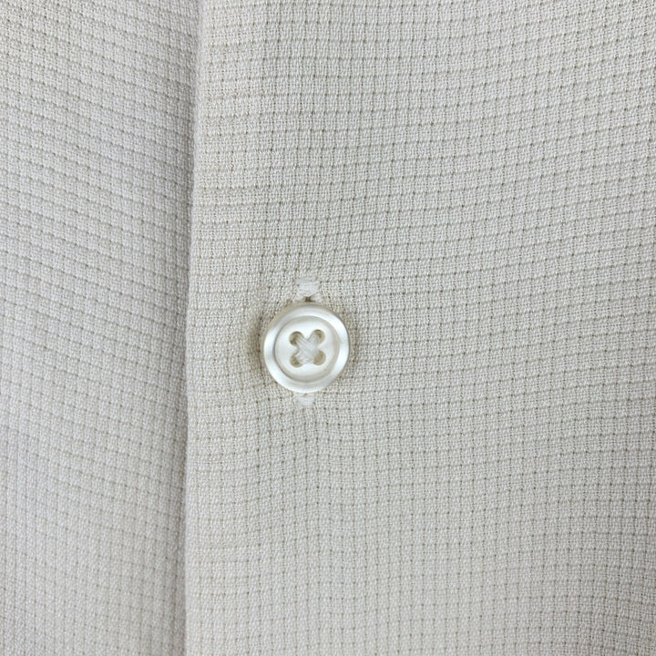 Jos. A. Bank Wide Collar Short Sleeve Silk Box Shirt, Men's Size Medium silk unbleached Vintage Second Hand