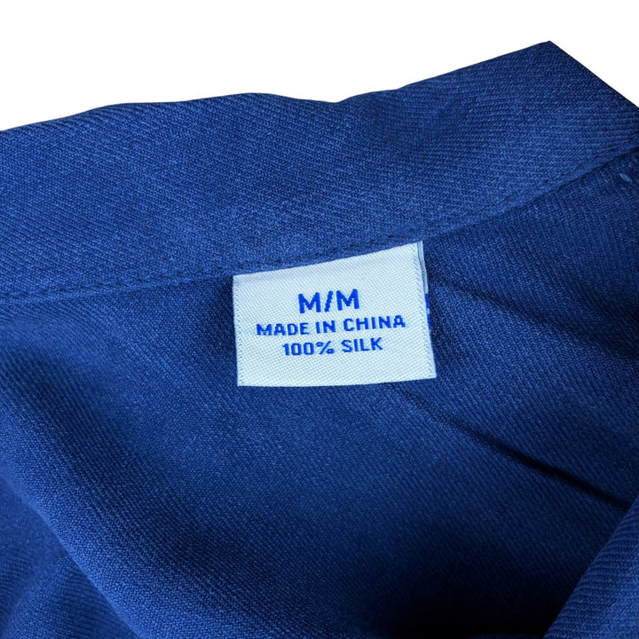 Tommy Bahama short-sleeved open-collar silk box shirt, men's size M silk navy blue type Vintage Second Hand