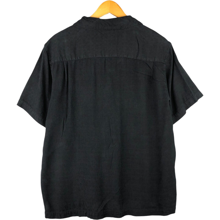 AXIST Short Sleeve Open Collar Silk Shirt, Box Shirt, Men's Size L silk black type Vintage Second Hand