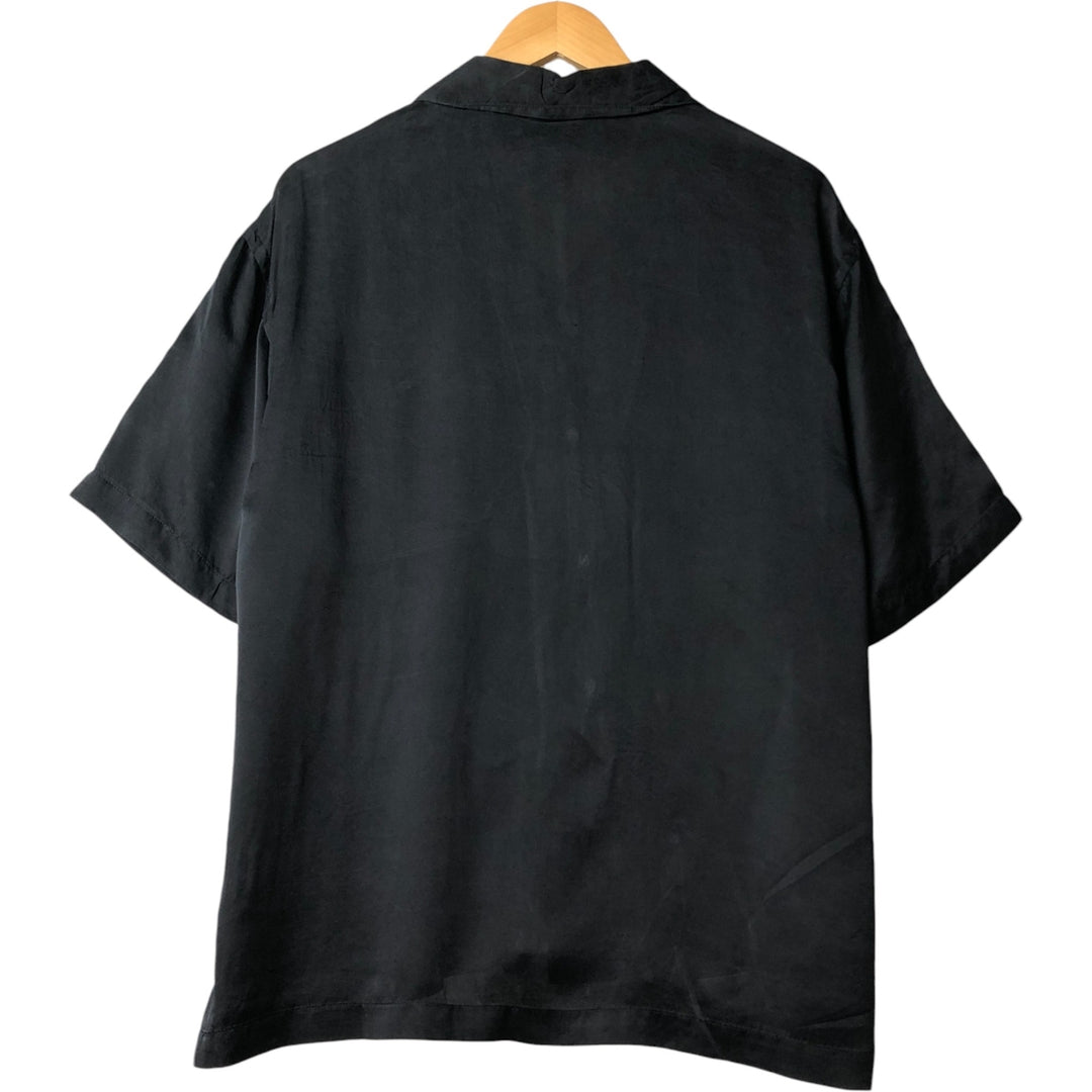 PITTI UOMO Short Sleeve Open Collar Silk Box Shirt, Men's Size L silk black type Vintage Second Hand