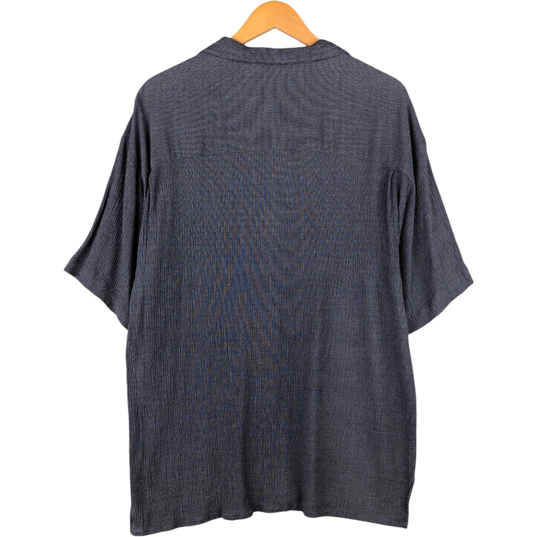 DIRECTION Willow Crepe Short Sleeve Open Collar Rayon Shirt, Made in USA, Men's XL Rayon gray type Vintage Second Hand