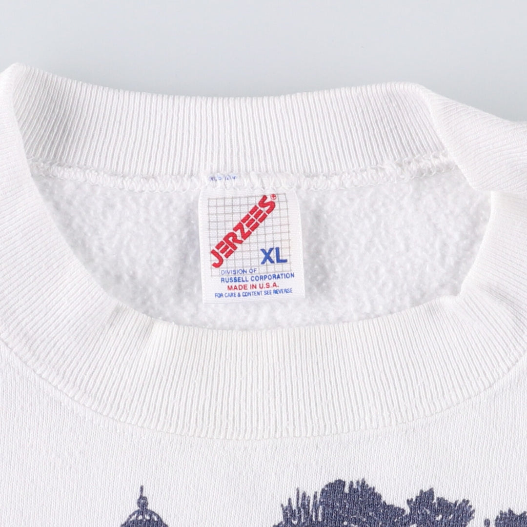 90'S Jerseys all-over print sweatshirt, Made in USA, Men's XL cotton white type Vintage Second Hand