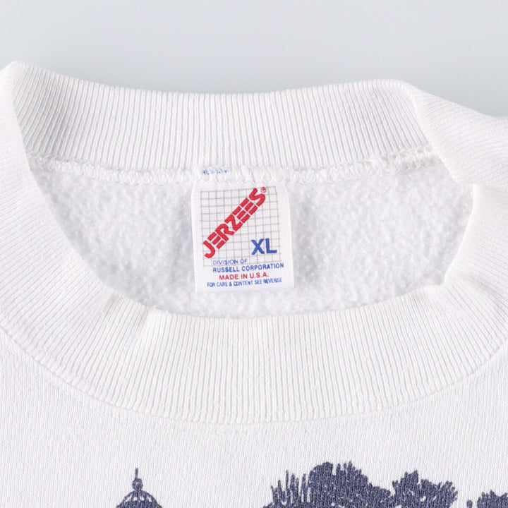 90'S Jerseys all-over print sweatshirt, Made in USA, Men's XL cotton white type Vintage Second Hand