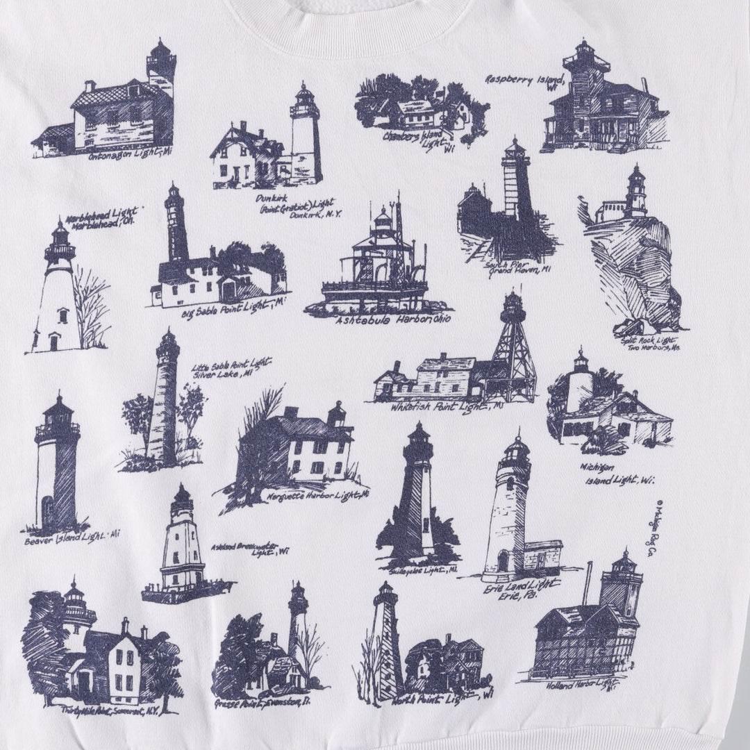 90'S Jerseys all-over print sweatshirt, Made in USA, Men's XL cotton white type Vintage Second Hand