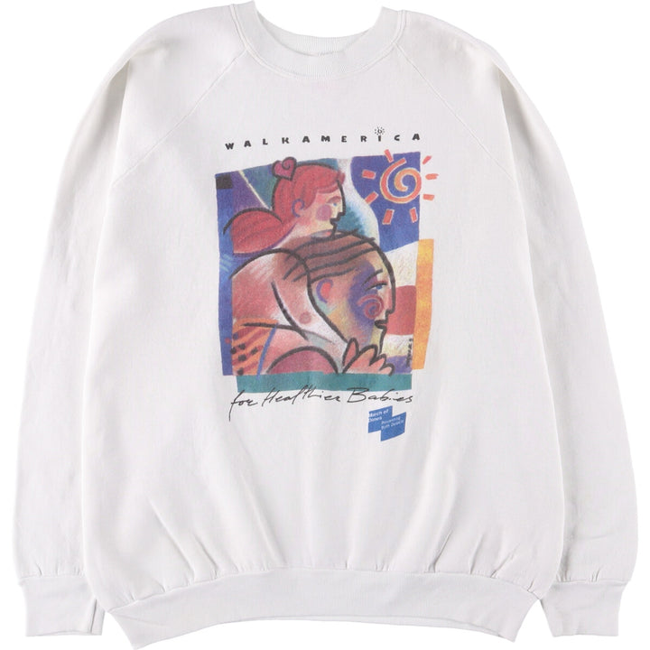 90'S Fruit of the Loom printed sweatshirt, made in the USA, men's XL size, vintage cotton white type Vintage Second Hand