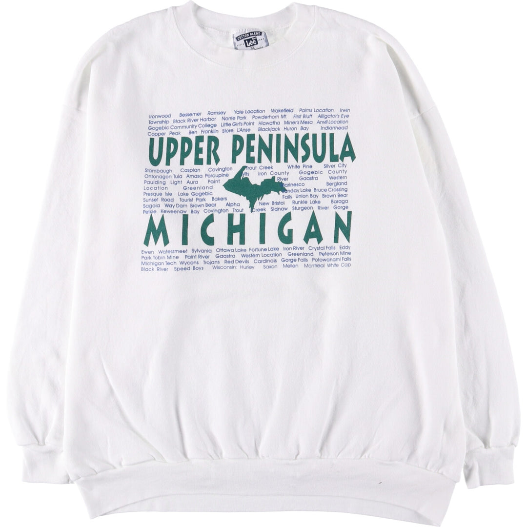 Vintage Lee Heavyweight Print Sweatshirt from the 90'S to 00s, Men's Size XL unclear white type Vintage Second Hand