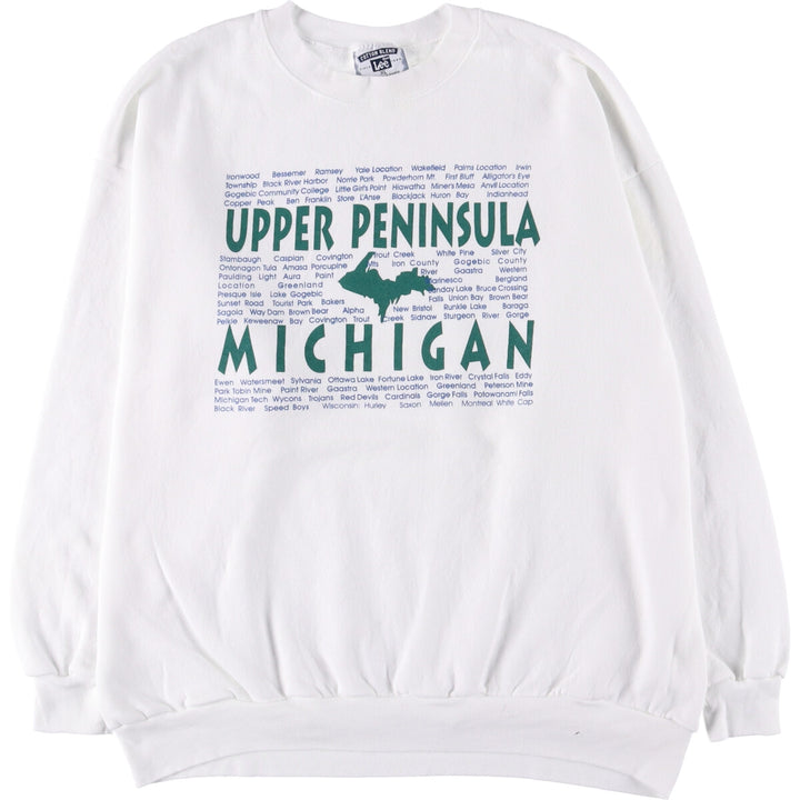 Vintage Lee Heavyweight Print Sweatshirt from the 90'S to 00s, Men's Size XL unclear white type Vintage Second Hand