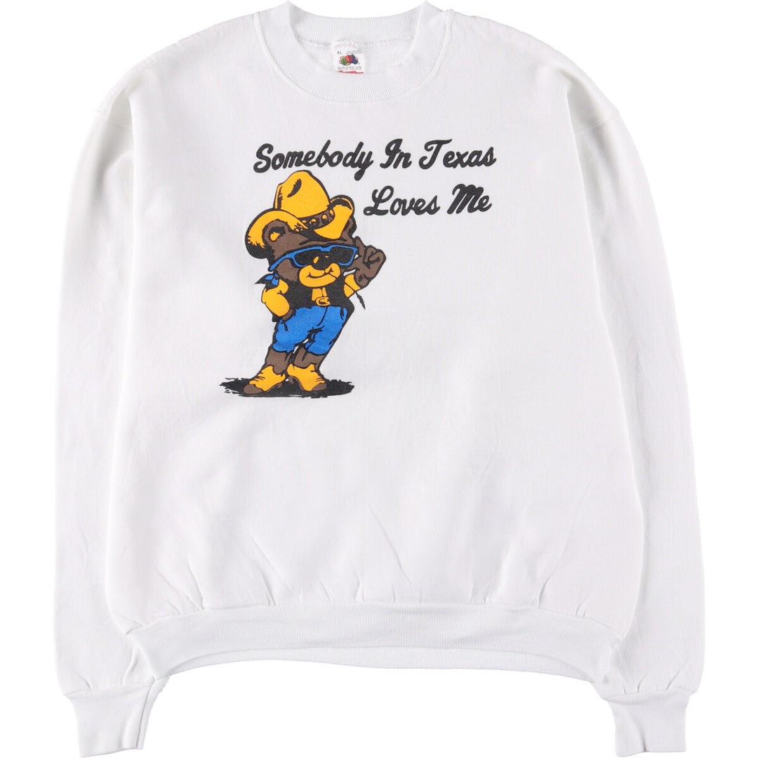Vintage 90'S Fruit of the Loom character sweatshirt, made in the USA, men's size XL cotton white type Vintage Second Hand
