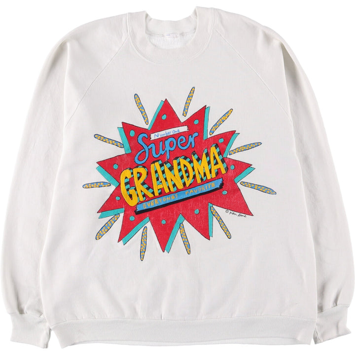 Vintage printed sweatshirt, men's M size unclear white type Vintage Second Hand