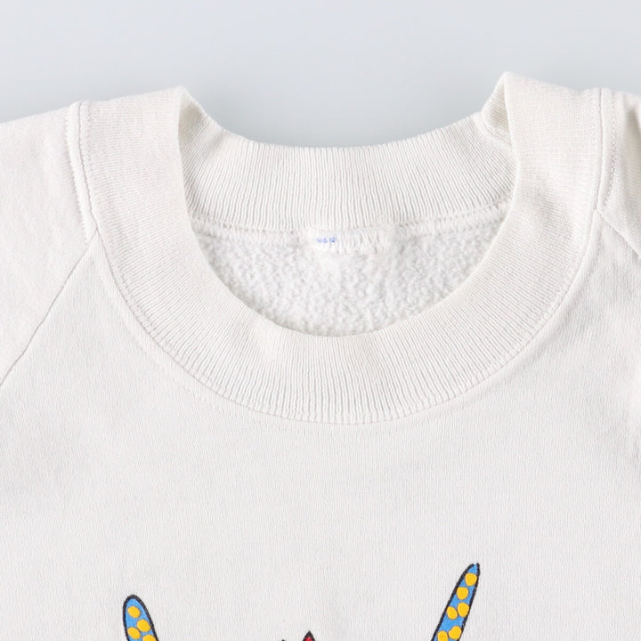 Vintage printed sweatshirt, men's M size unclear white type Vintage Second Hand